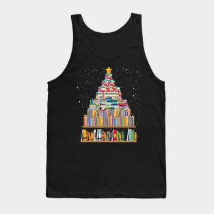 Merry Christmas Library Tree Gift For Book Lover Librarian Tank Top